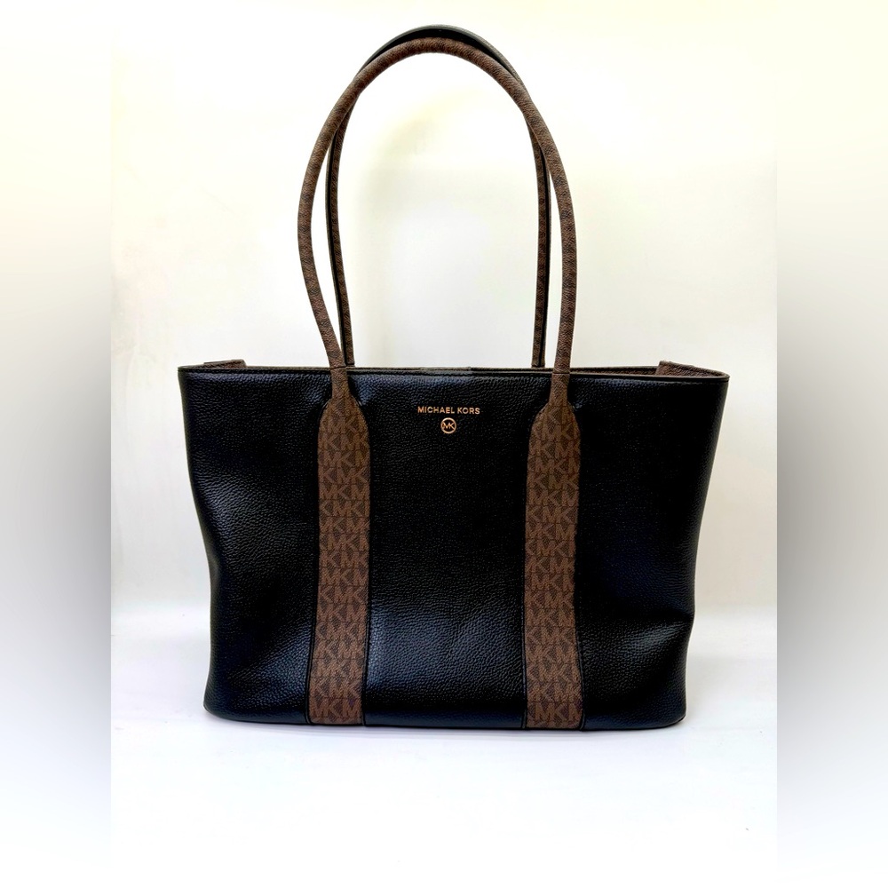 Michael Kors Jet Set Large East West Tote – Black/Brown‎ Signature